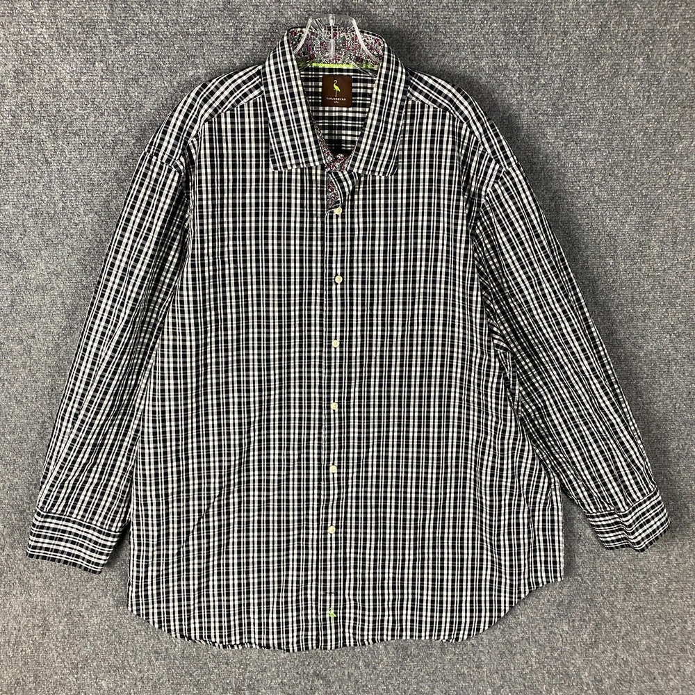 Tailorbyrd Button Up Shirt Men's 2XL Long Sleeve Plaid 100% Cotton Adults